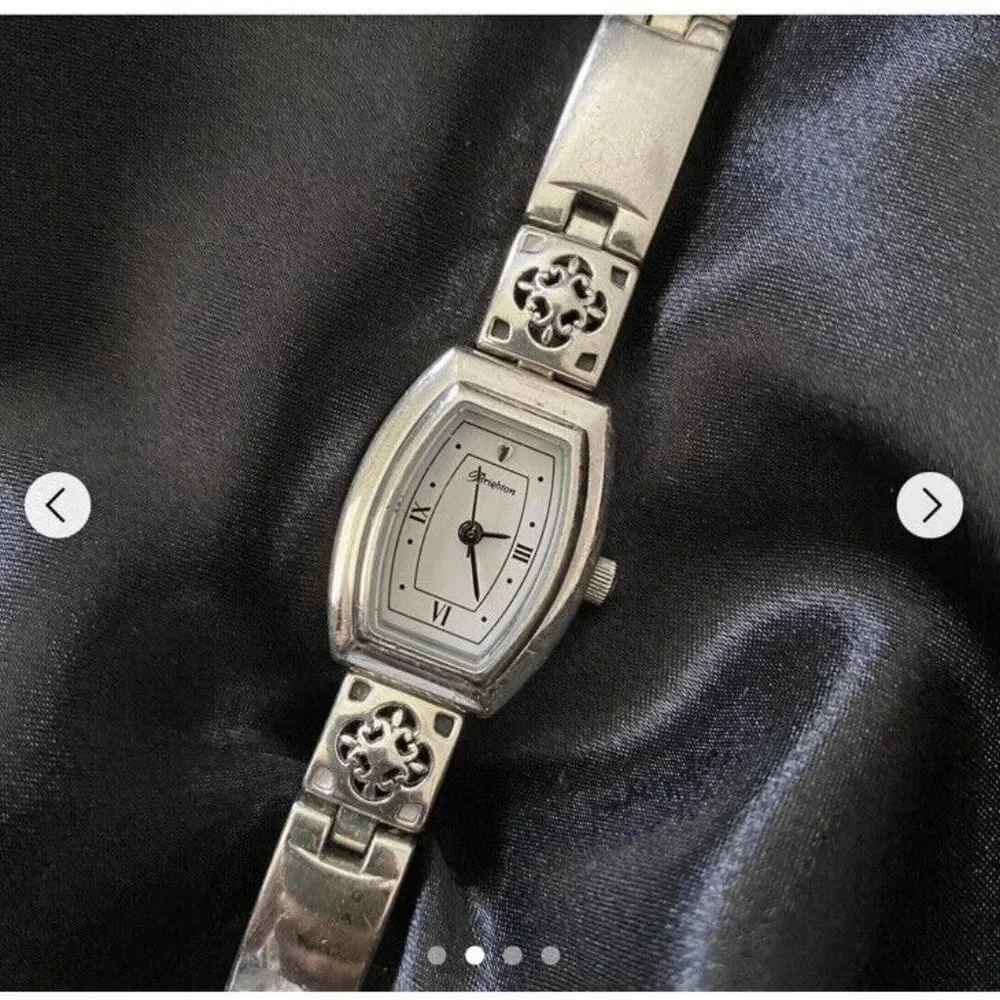 Brighton Tribeca Silver Plate Ornate Watch - New Battery Retired